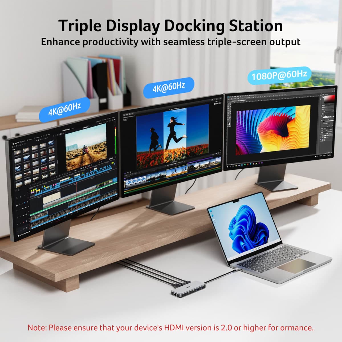 Acer Laptop Docking Station 3 Monitors, 11-in-1 USB C Docking Station with 8K DP, HDMI 4K@60Hz, 10Gbps Data, 1 Gbps Ethernet Hub, 100W Power Delivery, SD/TF, USB C Hub Multiport Adapter for Laptop thumbnail 3