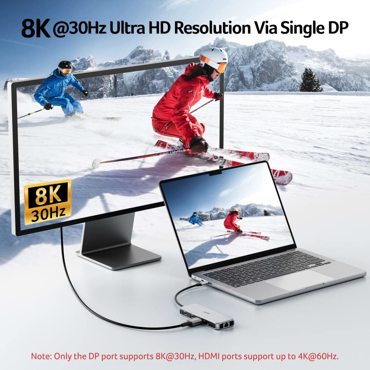 Acer Laptop Docking Station 3 Monitors, 11-in-1 USB C Docking Station with 8K DP, HDMI 4K@60Hz, 10Gbps Data, 1 Gbps Ethernet Hub, 100W Power Delivery, SD/TF, USB C Hub Multiport Adapter for Laptop thumbnail 5
