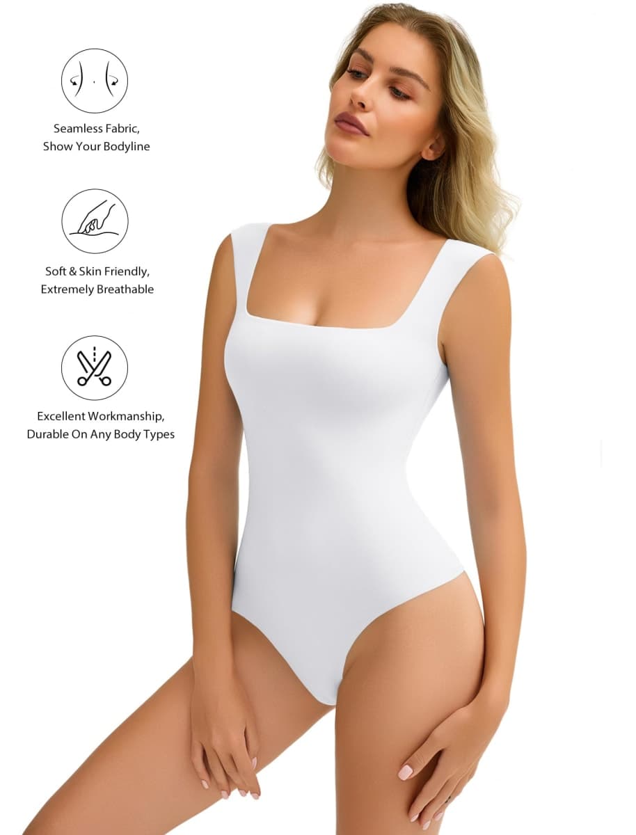 Avidlove Womens Bodysuit White Bodysuits Double Lined Body Suits Leotards Tank Top Summer(White,S) thumbnail 2