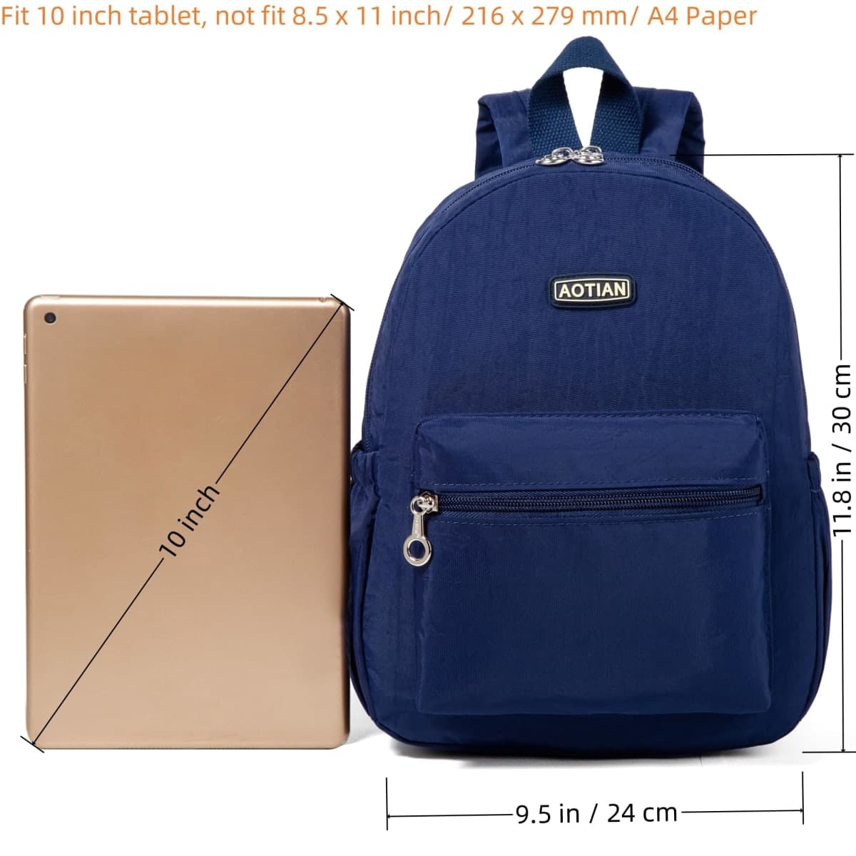 AOTIAN Mini Lightweight 11.8 Inch Backpack Durable Travel Hiking Women and Girls Small Daypack, 7 Liters Blue thumbnail 3