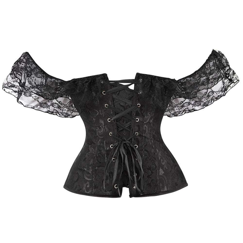 SHYMMUO Black Corset Top for Women Off Shoulder Lace Up Gothic Renaissance Steampunk Corset Tops Sexy Bustier for Halloween Costumes M thumbnail 3