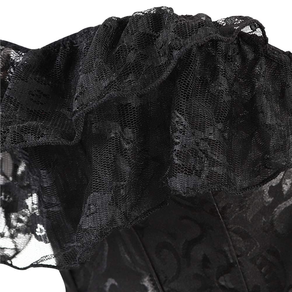 SHYMMUO Black Corset Top for Women Off Shoulder Lace Up Gothic Renaissance Steampunk Corset Tops Sexy Bustier for Halloween Costumes M thumbnail 4
