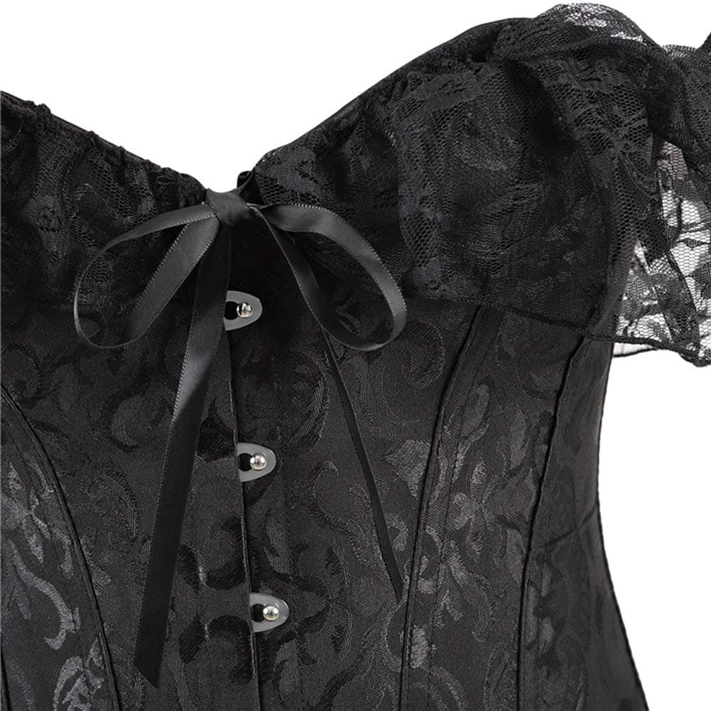 SHYMMUO Black Corset Top for Women Off Shoulder Lace Up Gothic Renaissance Steampunk Corset Tops Sexy Bustier for Halloween Costumes M thumbnail 5