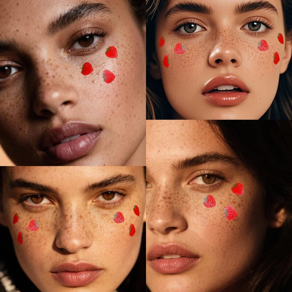 Boko 6Pcs Red Strawberry Speckles Temporary Tattoos thumbnail 5