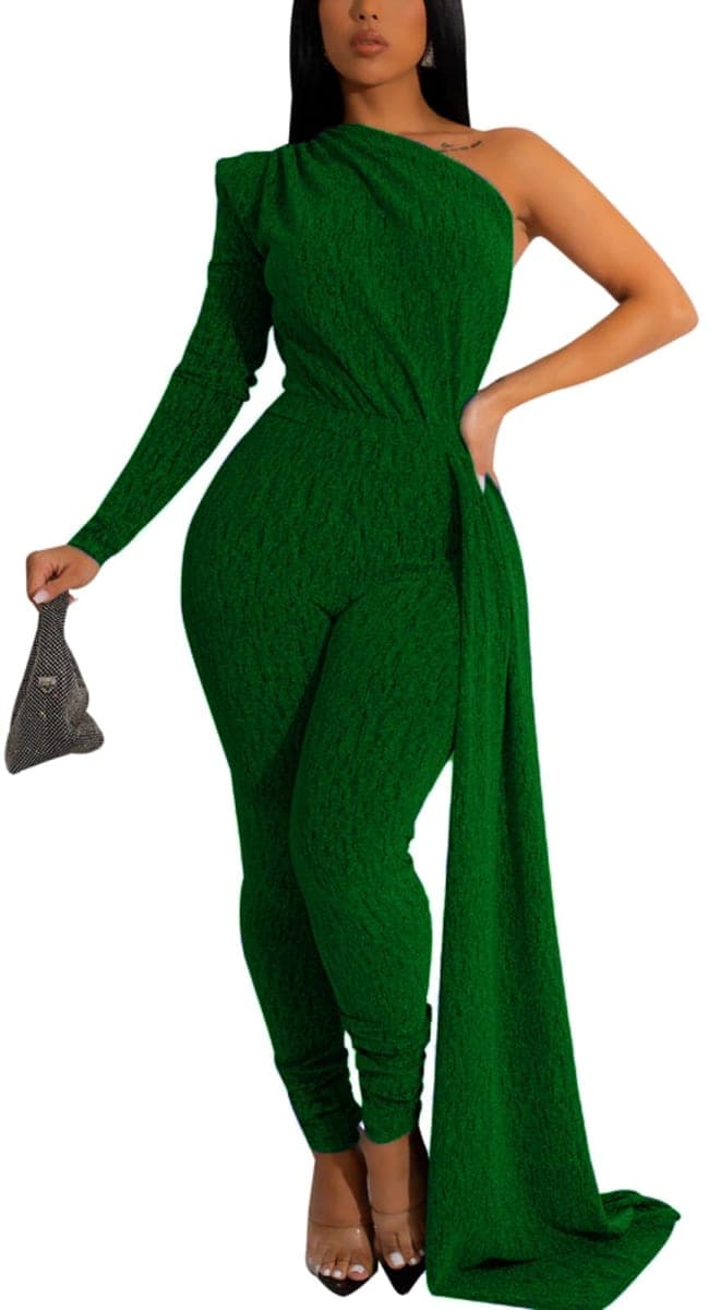 DinyIn Sexy Jumpsuit for Women Elegant for Party, Green, Medium — image 1