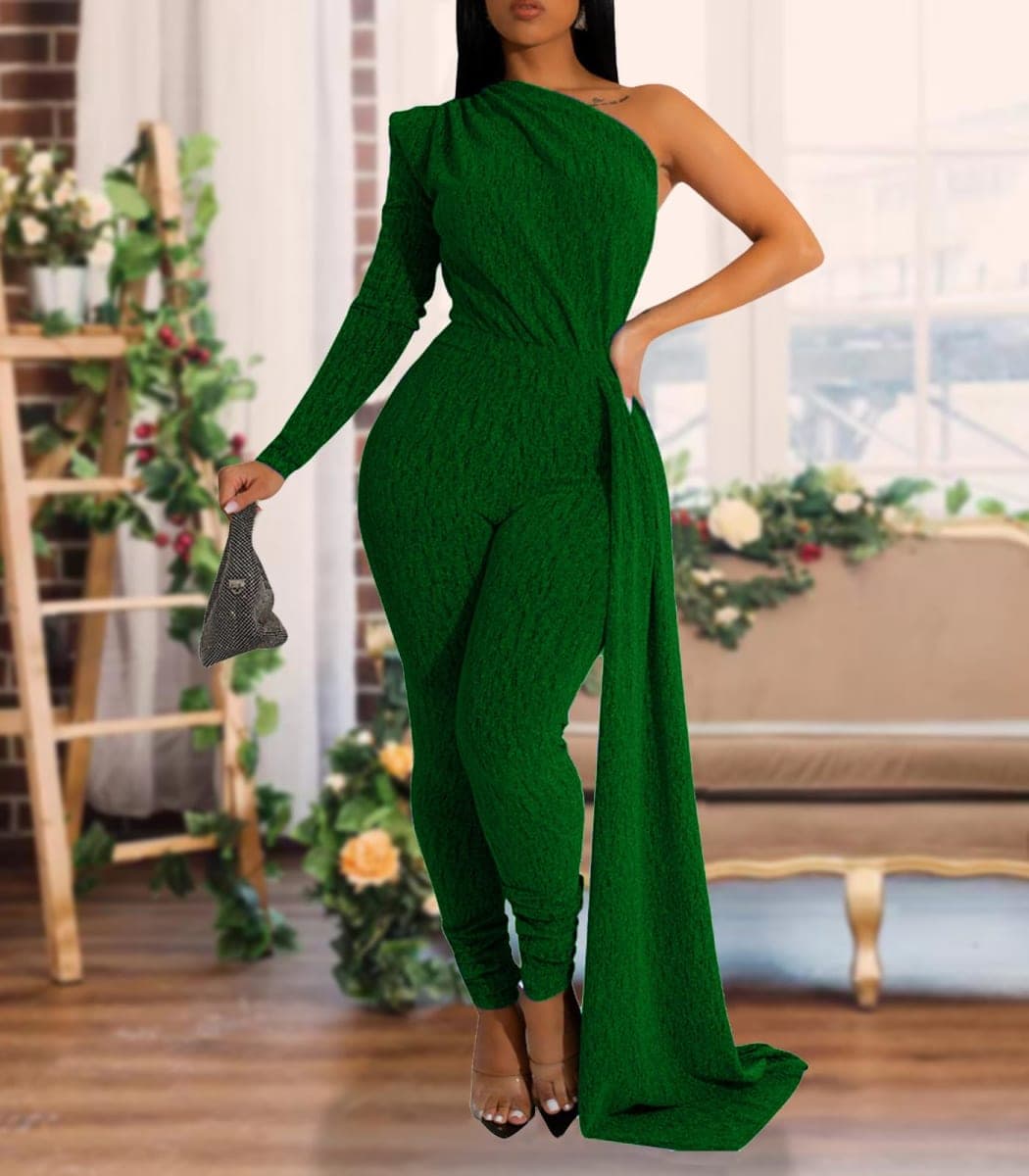 DinyIn Sexy Jumpsuit for Women Elegant for Party, Green, Medium thumbnail 3