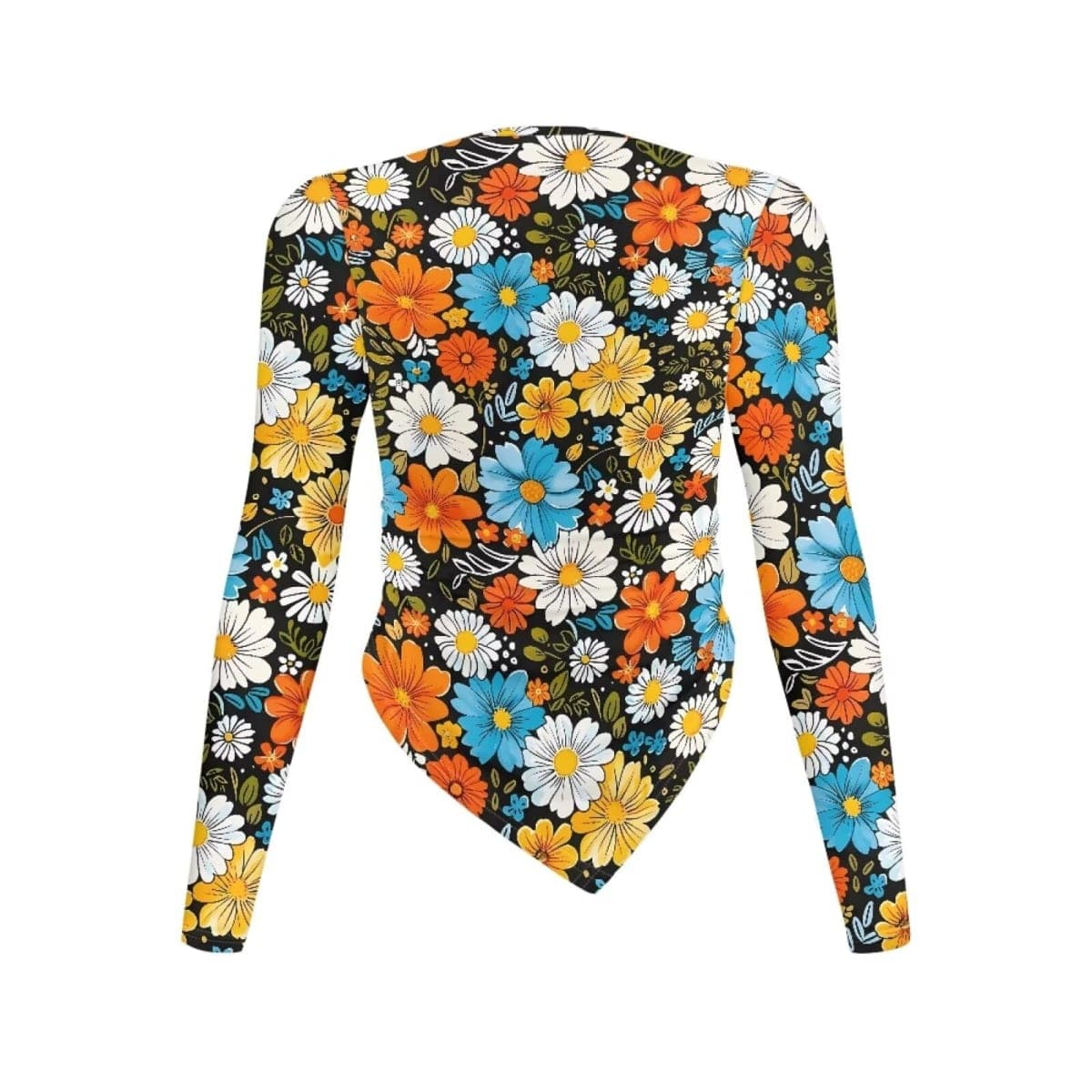 Xsehusvy Hippie Floral Women’s Tops Long Sleeve Basic Tees Slim Fit Irregular Tops Casual Fashion Crew Neck T-Shirts Basic Going Out Tops Casual Shirts for Woman thumbnail 5