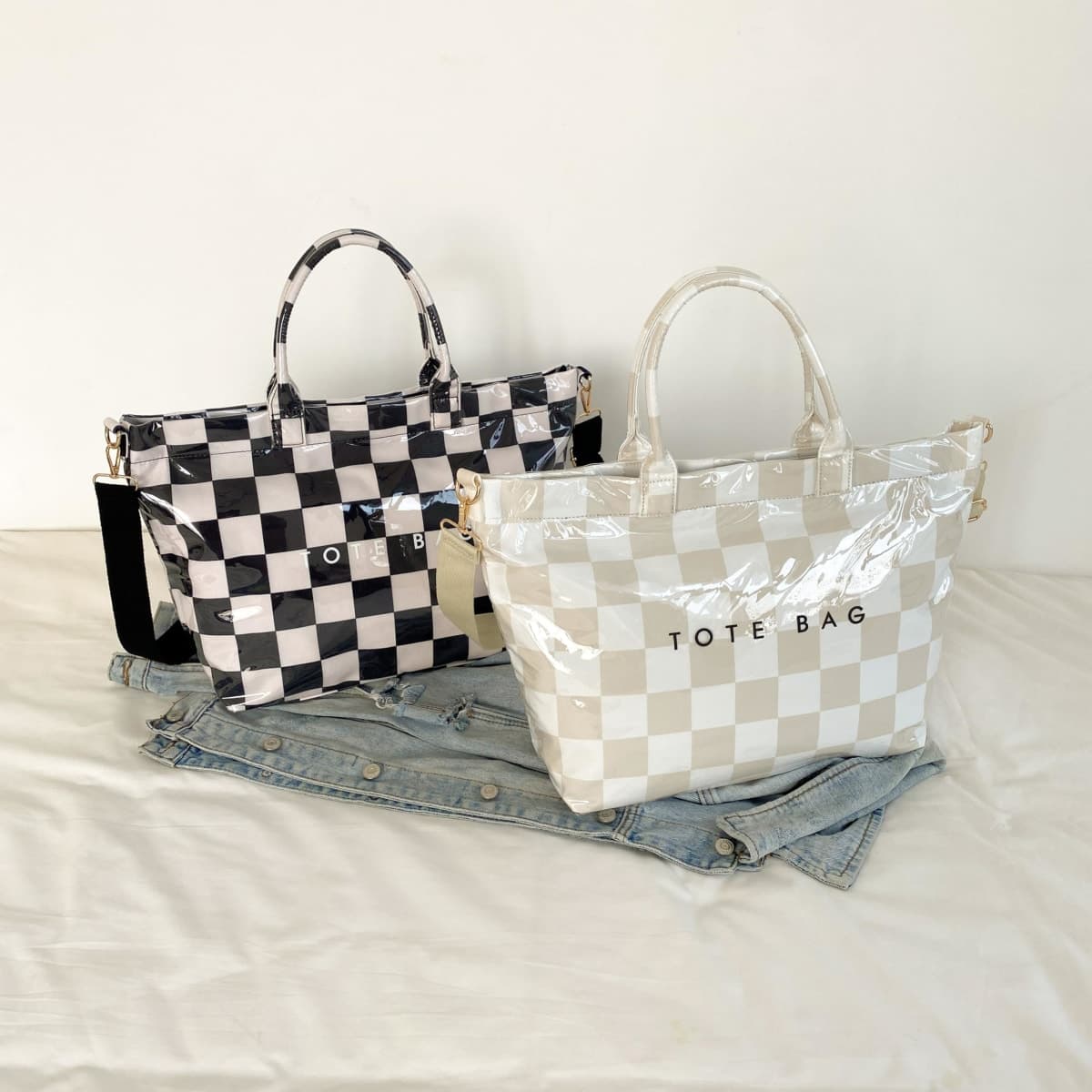 GISMTR Large PVC Tote Bag for Women Letters Print Handbags Kraft Paper Shoulder Bag for Work Travel, Brown thumbnail 3