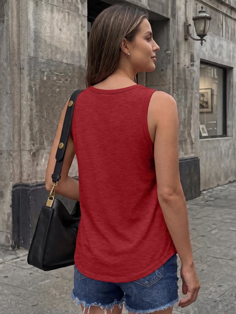AUTOMET Women's Square Neck Tank Top, Red, X-Large thumbnail 4