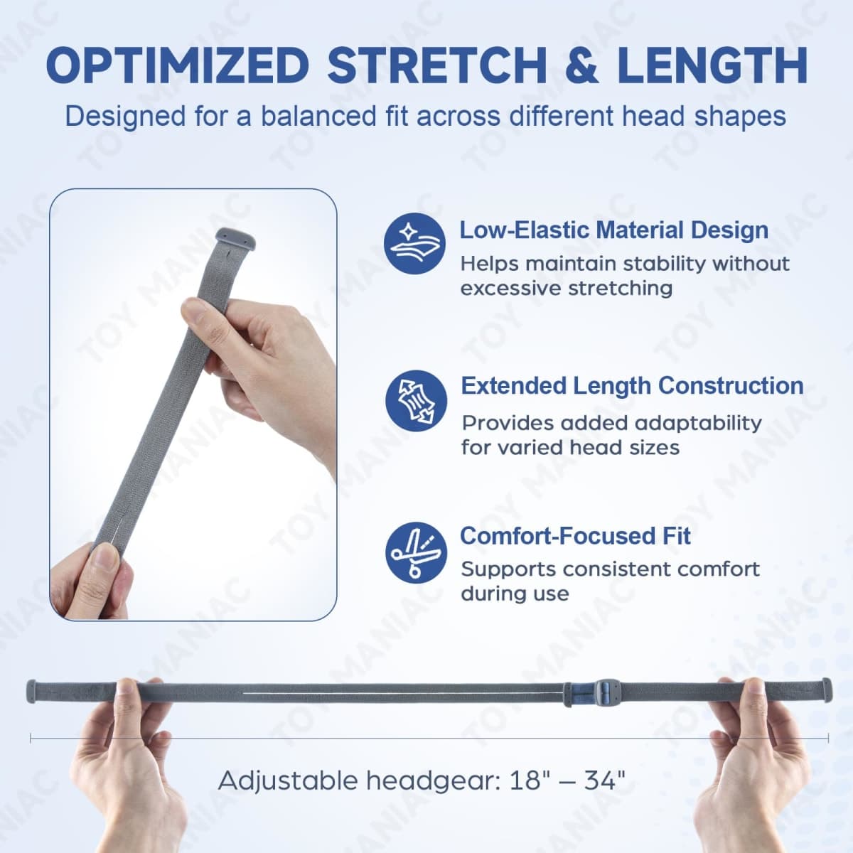 2-Pack Replacement Headgear Compatible with AirFit P10 & N30, Adjustable Headgear Strap, Soft Elastic Material & Quick-Fit Design thumbnail 3