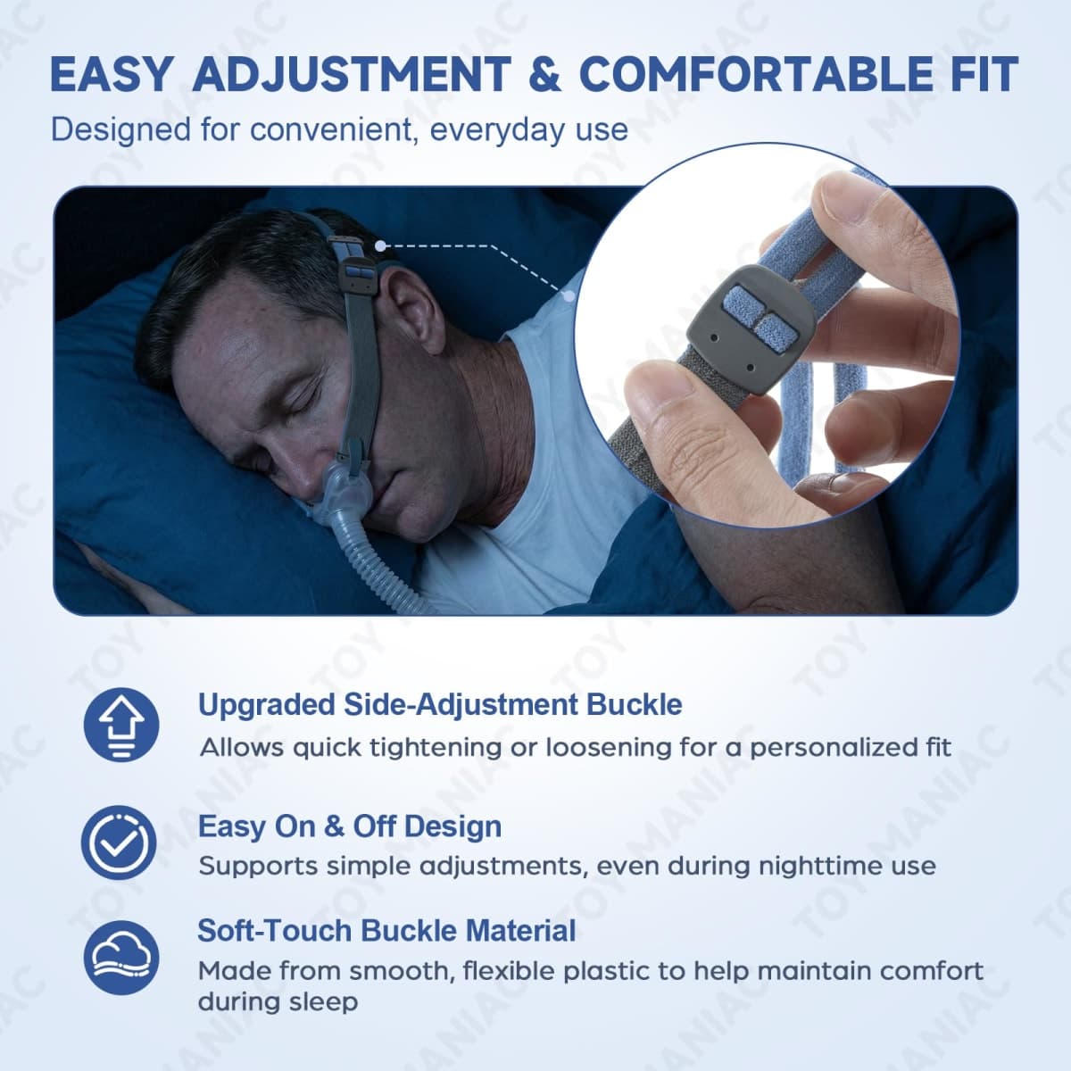 2-Pack Replacement Headgear Compatible with AirFit P10 & N30, Adjustable Headgear Strap, Soft Elastic Material & Quick-Fit Design thumbnail 4