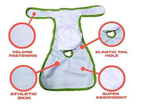 Dog Diapers Washable & Reusable by PETTING IS CARING - Female Dog Diapers Materials Durable Machine Washable Solution for Pet Incontinence and Long Travels - 3 Pack Set thumbnail 3