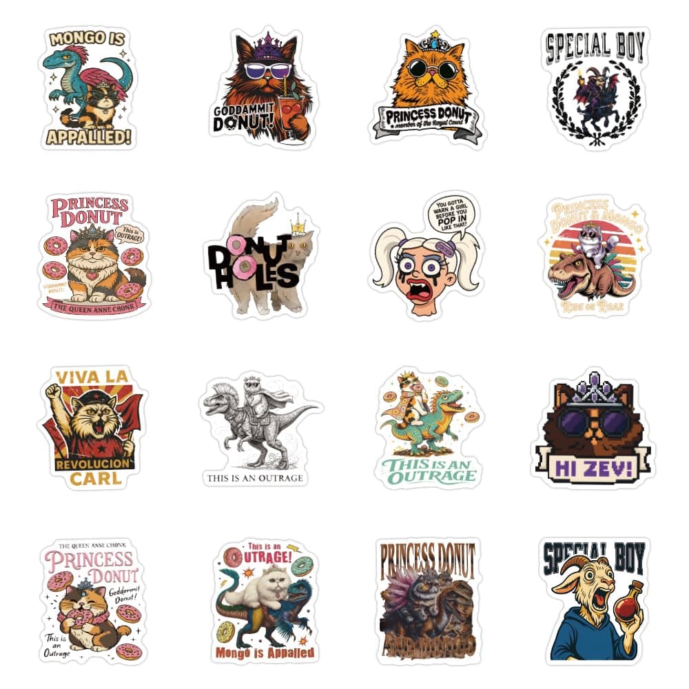 105pcs DCC This is an Outrage Princess Donut Sticker Funny Dungeon Book Crawler Reading Carl Stickers for Kindle Waterproof Vinyl for Laptop, Water Bottle, Skateboard, Scrapbooking, Party Favors thumbnail 3