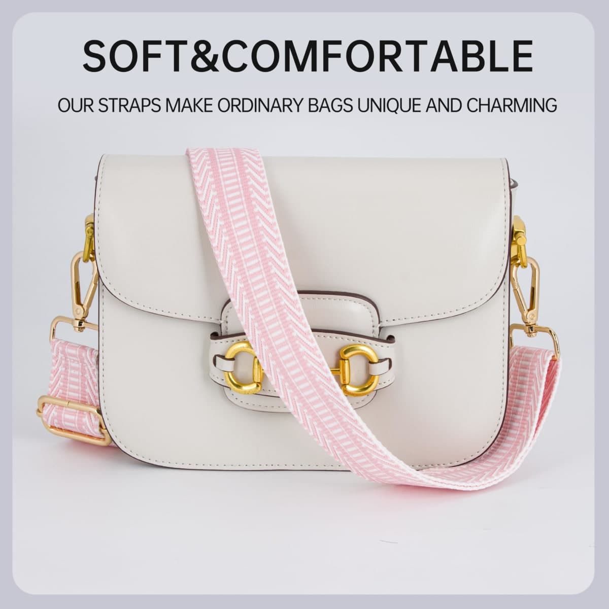 Purse Straps Replacement Crossbody Wide Bag Strap for Purses Adjustable Shoulder Straps for Women Handbags, Pink Twill, Modern, Classic thumbnail 3