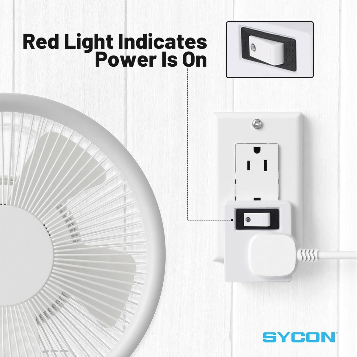 SYCON 3 Outlet Wall Adapter with a Power Switch,2-Prong to 3-Prong Wall Plug or Travel Home Hotel Office-White - 2 Pack thumbnail 2
