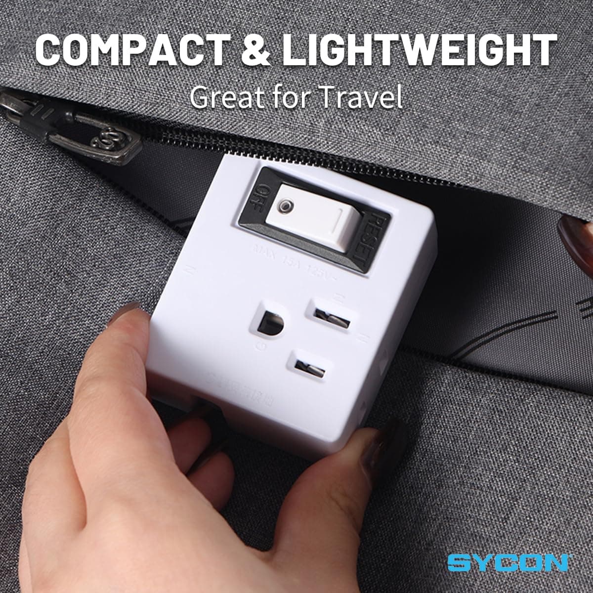 SYCON 3 Outlet Wall Adapter with a Power Switch,2-Prong to 3-Prong Wall Plug or Travel Home Hotel Office-White - 2 Pack thumbnail 5