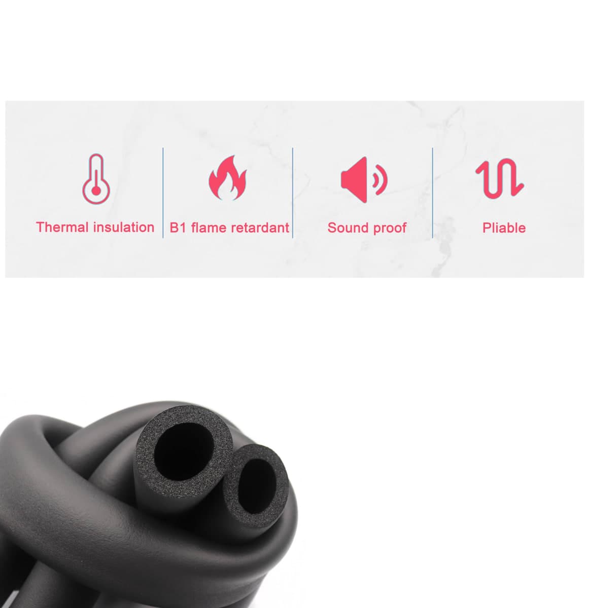 cSeao 2" ID Foam Insulation Tubing (3/8" x 2" x 6ft), Foam Tube for Guitar Stand, Hollow Pipe Cover, Exercise Machine Handle Protector and Luggage Rack thumbnail 3