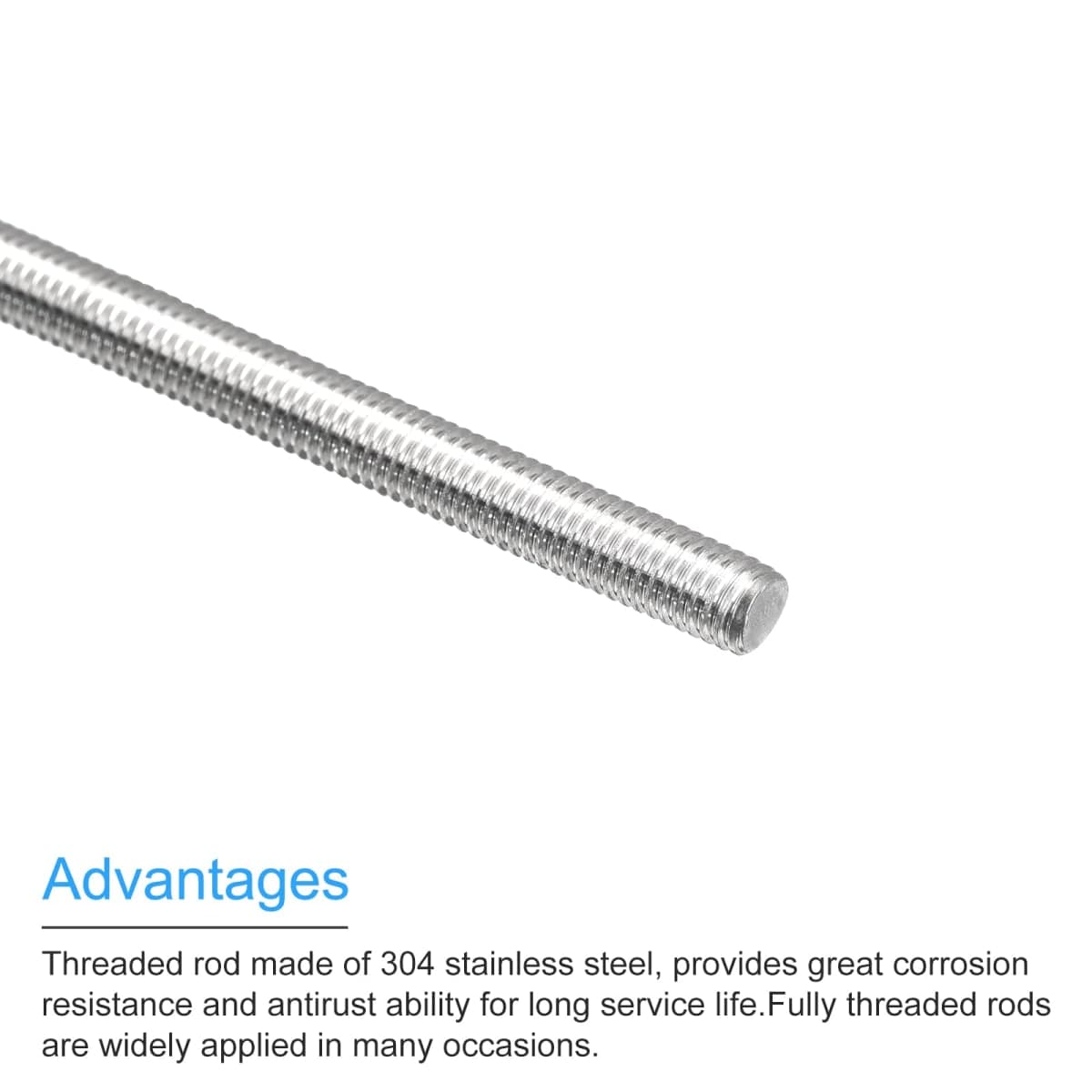MECCANIXITY Fully Threaded Rod M5 x 100mm 0.8mm Thread Pitch 304 Stainless Steel Right Hand Threaded Rods Bar Studs 4 Pack thumbnail 4