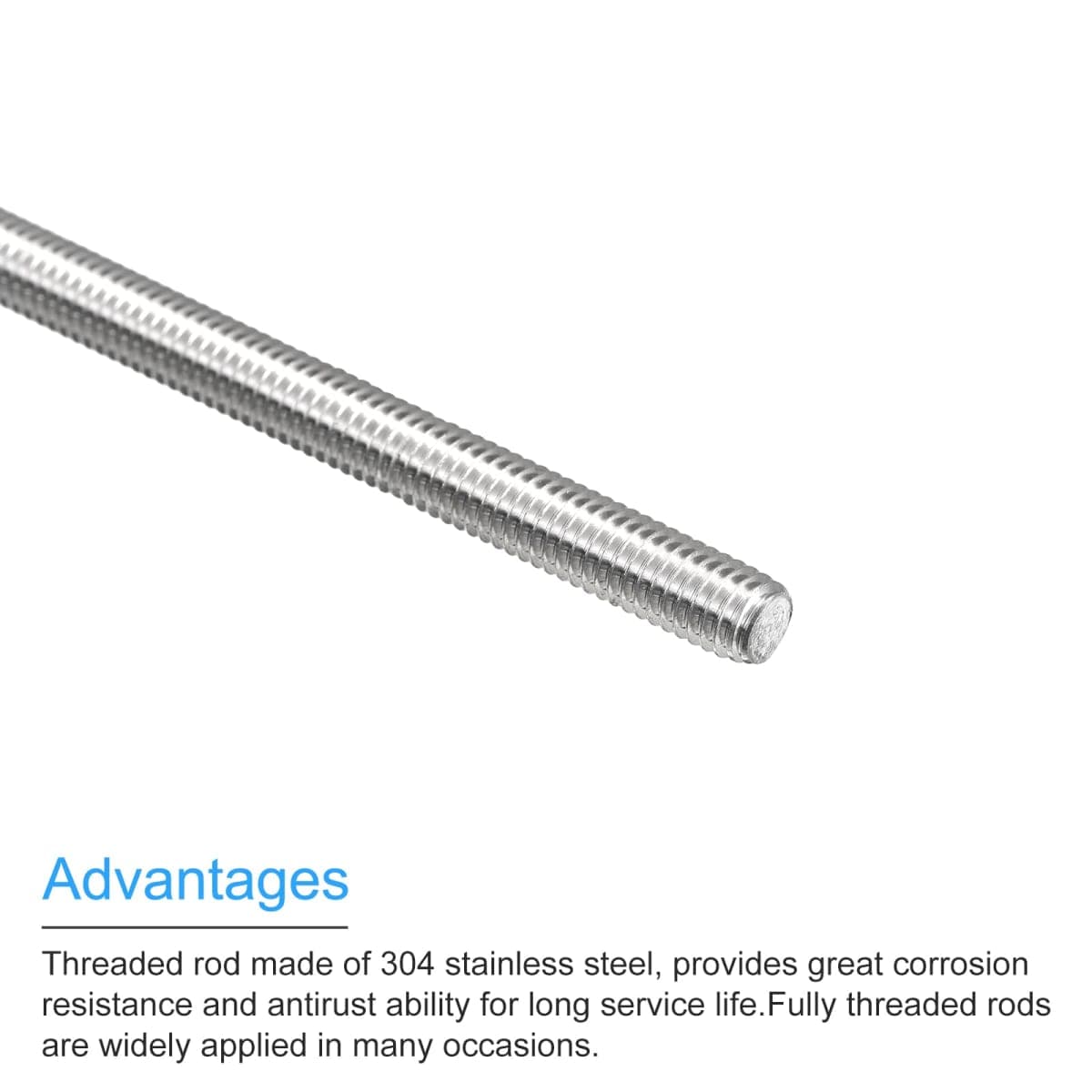 MECCANIXITY Fully Threaded Rod M6 x 100mm 1mm Thread Pitch 304 Stainless Steel Right Hand Threaded Rods Bar Studs 4 Pack thumbnail 4