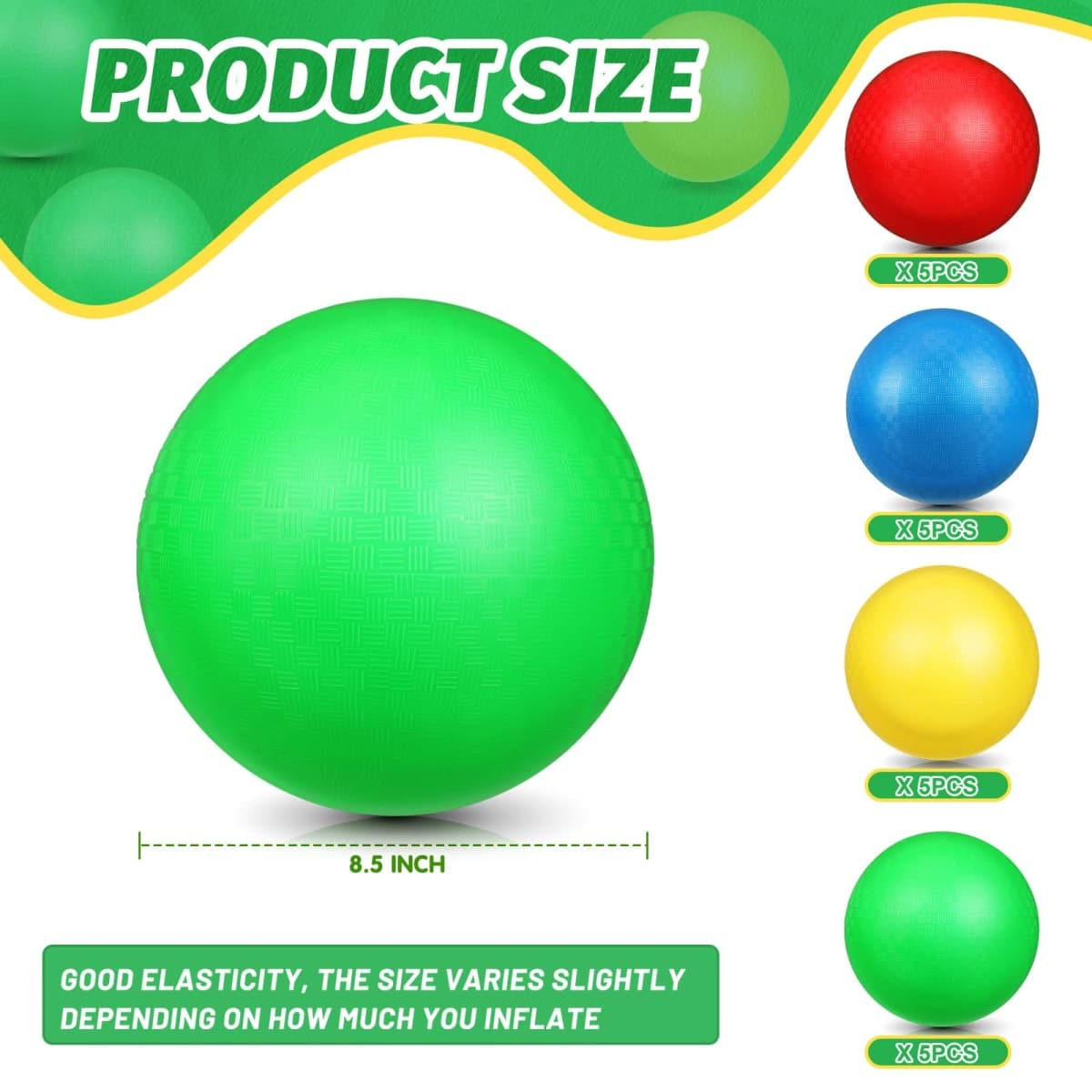 Jerify 20 Pack 8.5 Inch Large Dodgeballs Kickballs Colorful Playground Ball Inflatable Bounce Balls Bouncy Ball PVC Play Balls for Adults Beach Party Game Outdoor Indoor, 4 Colors thumbnail 2