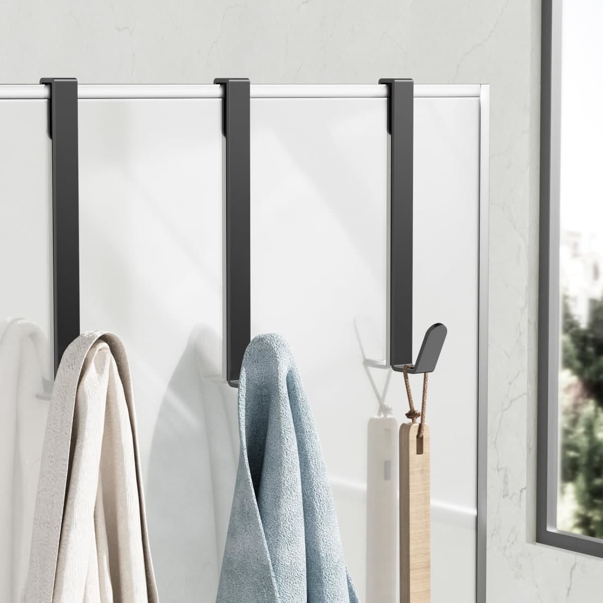 Chinpakden Shower Door Hooks, Black. thumbnail 2