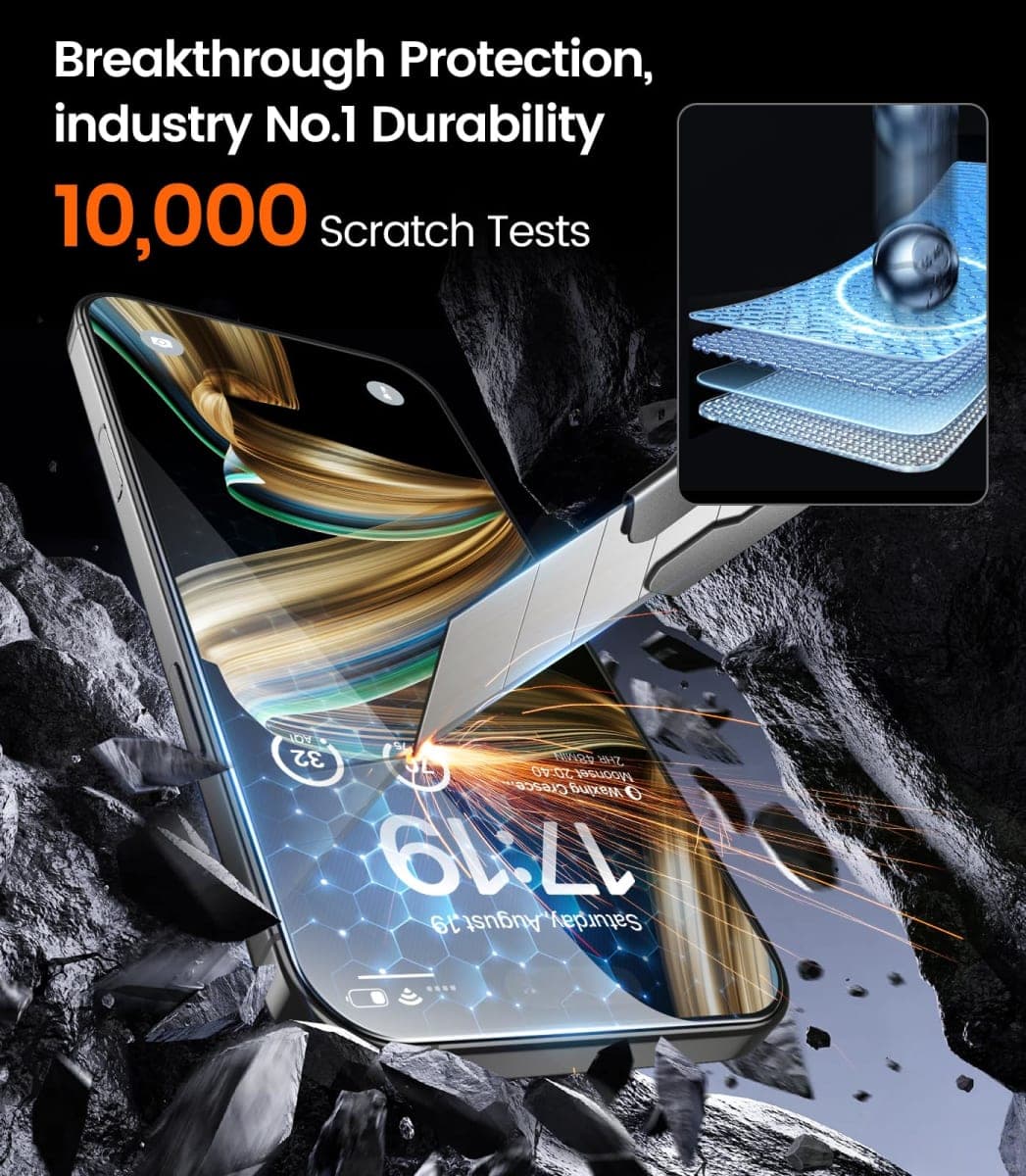 EZ-GLAZ-4 Pack for iPhone 16 Pro Max Privacy Screen Protector[6.9"] 9H+ Hardness 12FT Military Grade Shatterproof Long Durable Tempered Glass Film with Flawless Fit Box,Scratch Resistant thumbnail 5