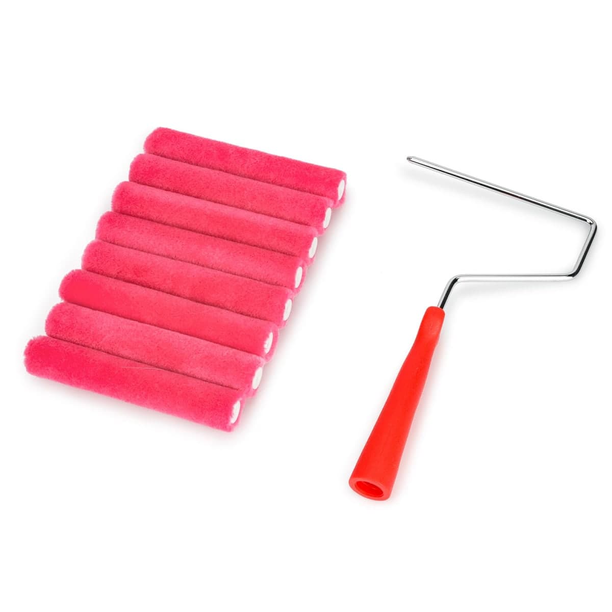 HexDorn 6 Inch Mohair Paint Roller Kit, 1/4" Nap, 9 Pack Lint-Free Small Paint Roller Covers with Frame, Smooth Mini Rollers for Painting Walls, Cabinets, Door, Furniture, Trim, All Paints & Stains — image 1