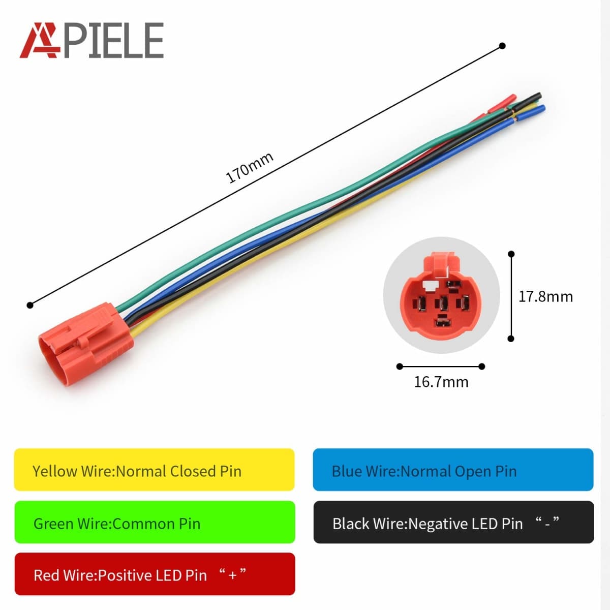 APIELE 16mm Latching Push Button Switch 12V DC On Off Black Shell with LED Angel Eye Head for 0.63" Mounting Hole with Wire Socket Plug Self-Locking (Red/Black Shell) thumbnail 4