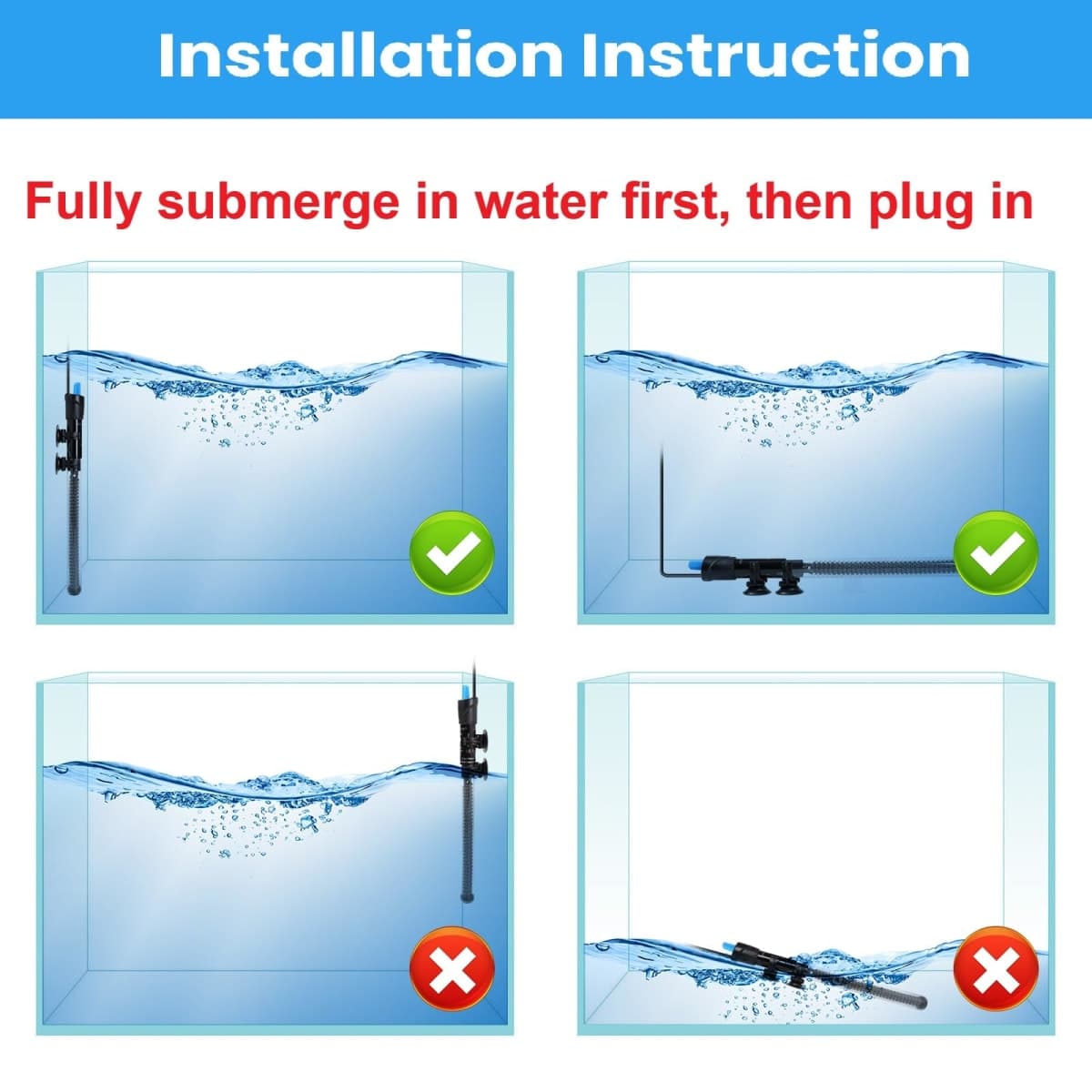 AQUANEAT Aquarium Heater, 25W Fish Tank Heater, Adjustable Submersible Water Thermostat with Thermometer thumbnail 4