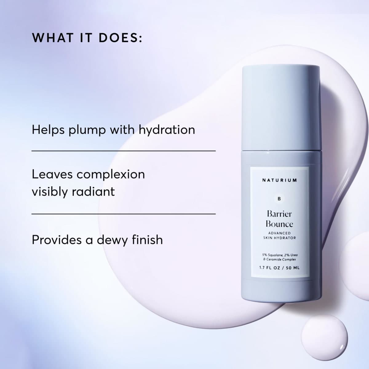Naturium Barrier Bounce Serum, Plumps & Hydrates Face, Neck & Chest, Hydration Booster & Skin Care with Squalene & Ceramide Complex, 1.7 fl oz thumbnail 3