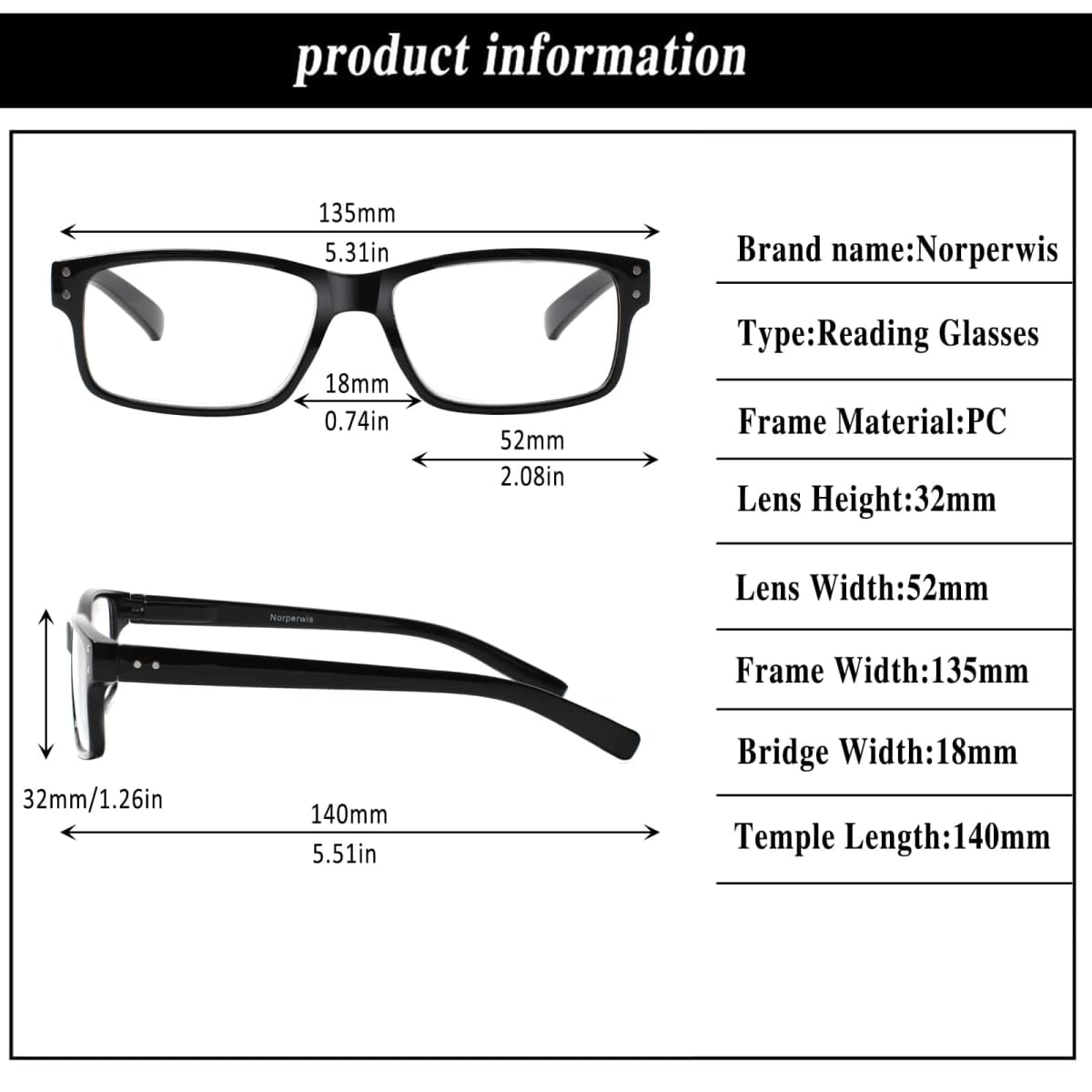 NORPERWIS Reading Glasses 5 Pairs Quality Readers Spring Hinge Glasses for Reading for Men and Women (5 Pack Mix Color -2, 3.50) thumbnail 2