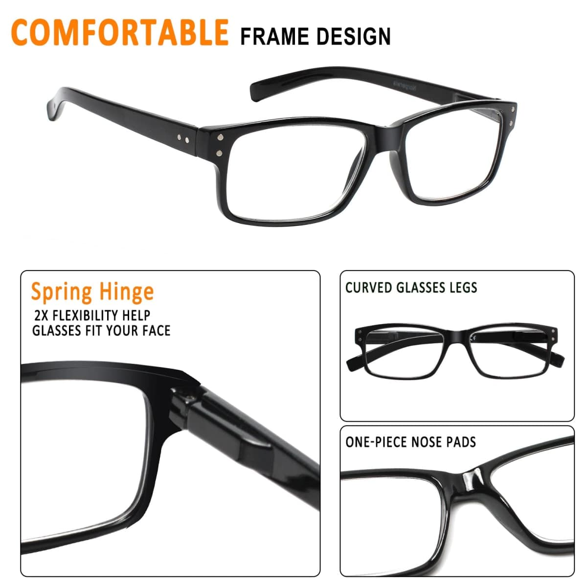 NORPERWIS Reading Glasses 5 Pairs Quality Readers Spring Hinge Glasses for Reading for Men and Women (5 Pack Mix Color -2, 3.50) thumbnail 3