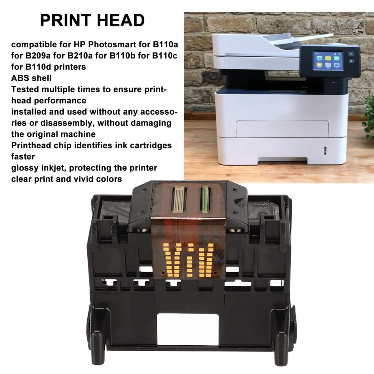 Print Head for B209a Printhead Replacement,Print Head for B210a for B209a,Print Head ABS Printhead Replacement Kit for Photosmart for B110a for B209a for B210a for B1 Printer thumbnail 2