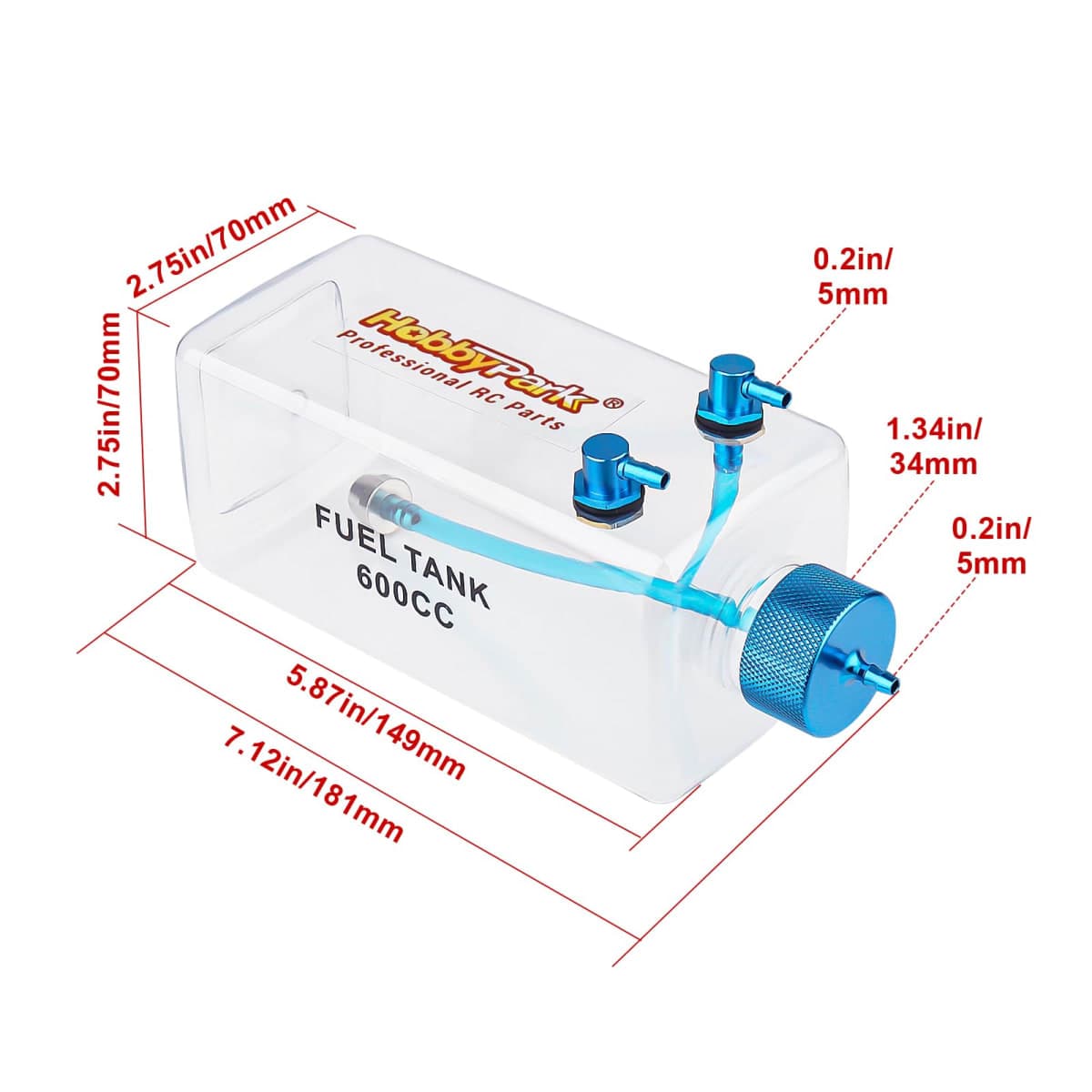 HobbyPark RC Gas Fuel Tanks Fuel Bottle for RC Gasoline Airplane Gas Engine (600CC) thumbnail 3