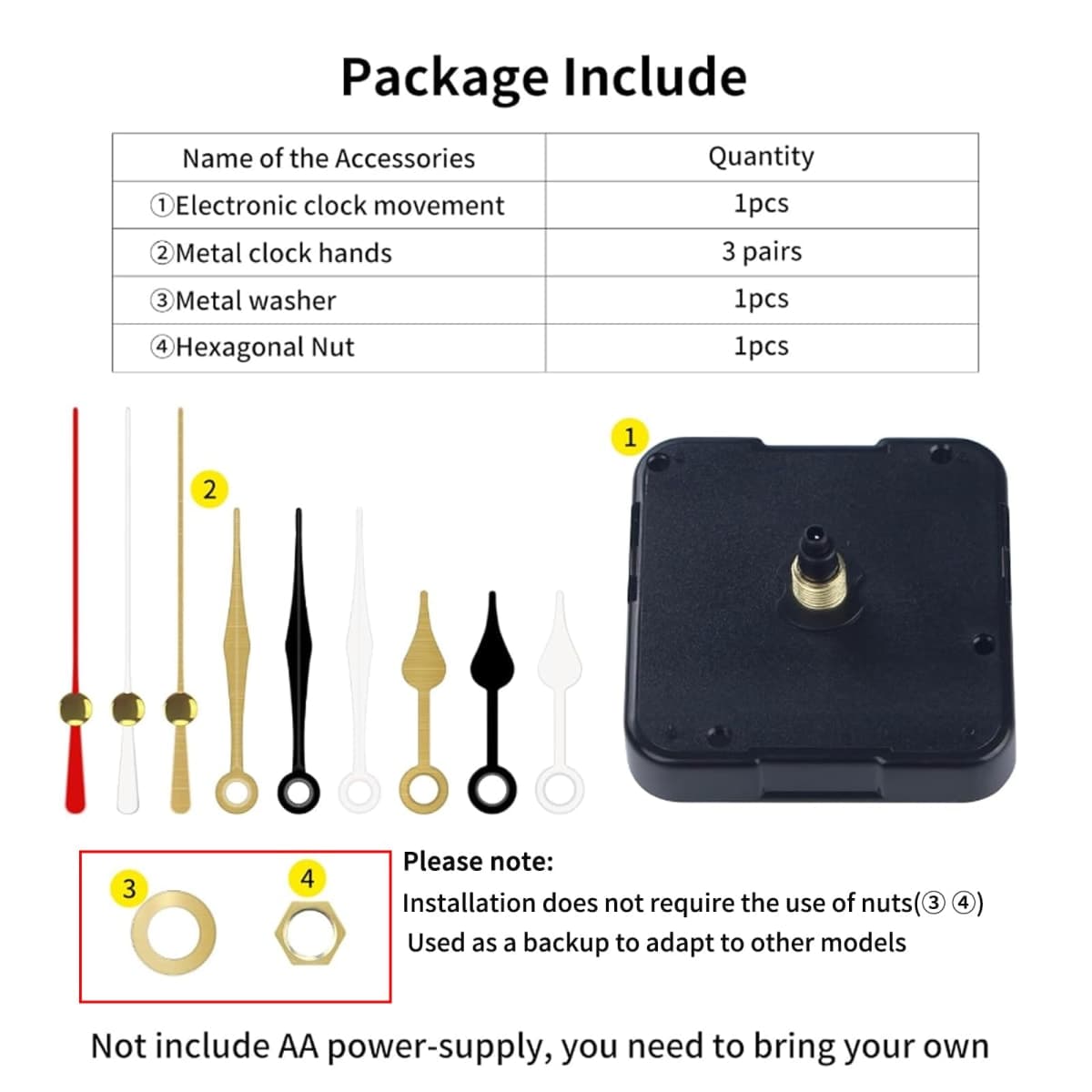 3D Printer Part DIY Clock Model Components Kit: Only Hardware Accessories Not Include Printed Part Compatible with BambuoLab X1/X1C/X1E/P1P/P1S/A1/A1 Mini Craertive Model Makeworld MH-011 thumbnail 2