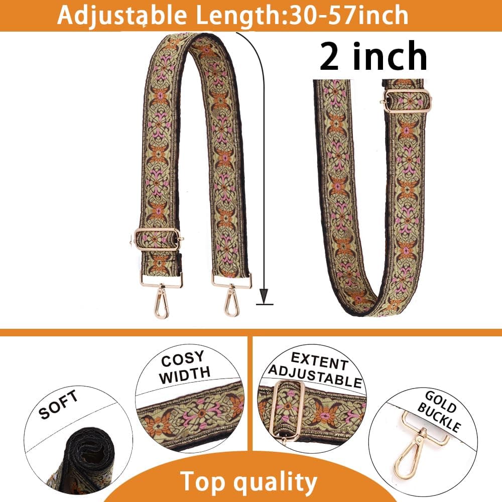 S-Jacorry Purse Strap Replacement Crossbody Wide Shoulder Strap Adjustable Canvas Straps Handbag Strap Replacement Belts, Gold Buckel-911, inch, Crossbody thumbnail 4