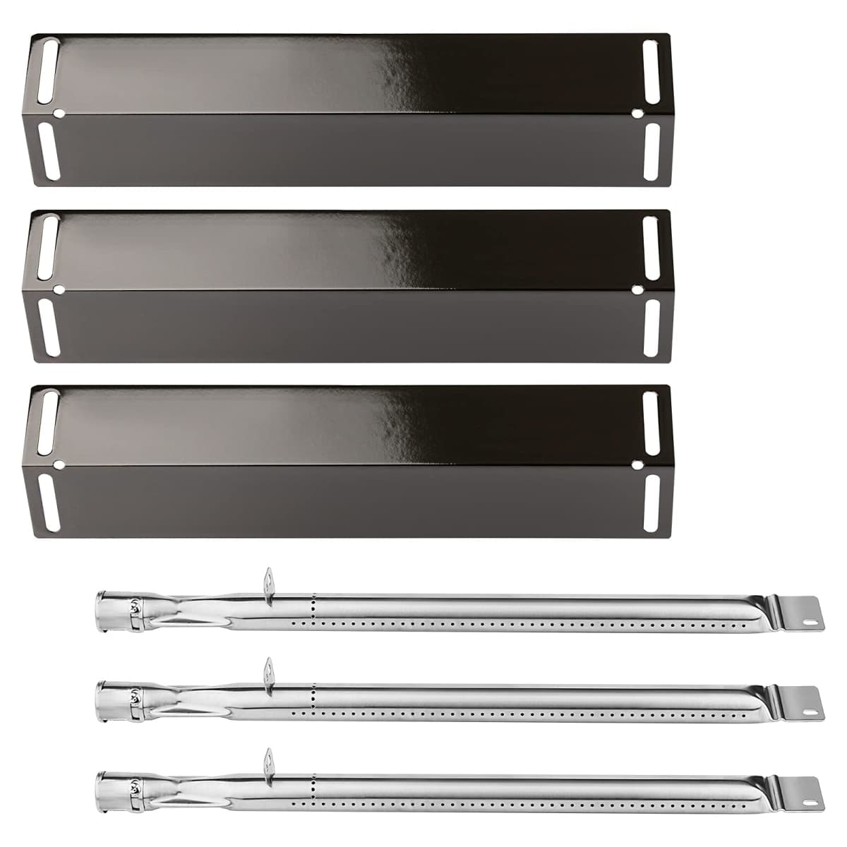 Uniflasy for Smoke Hollow Grill Parts, Smoke Hollow PS9900 PS9500 6500 6800 SH5000 SH9916 Grill Parts, 16 1/2 Inch Porcelain Steel Heat Plate Shield Stainless Steel Pipe Burners 3 Packs — image 1