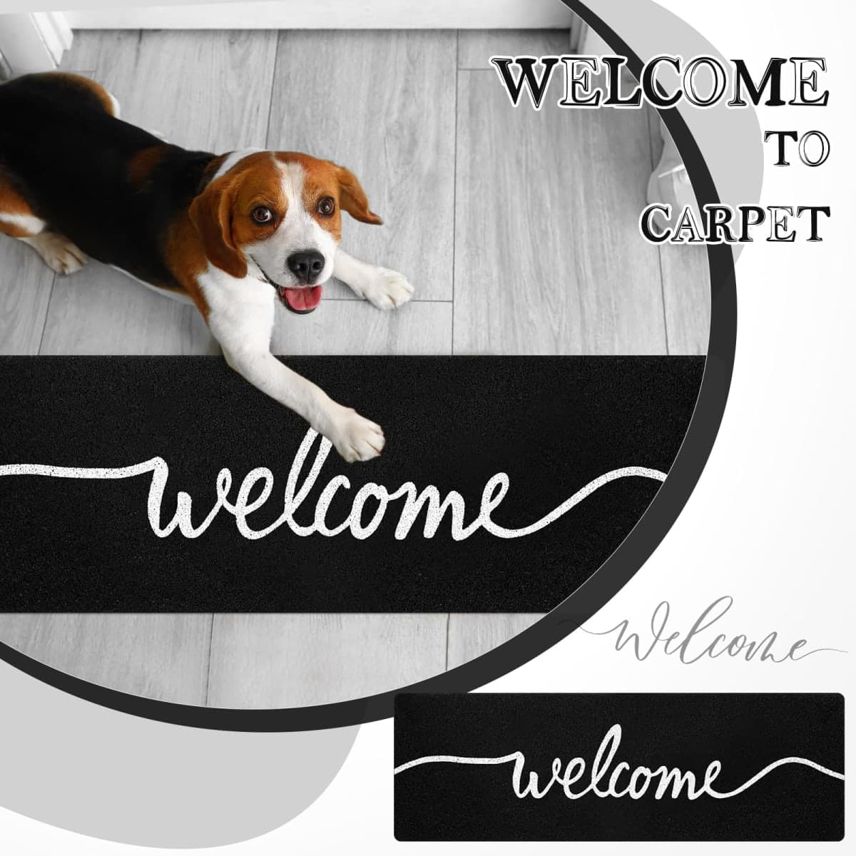 Ninehaoou Long Doormat 48''x16'' Front Door Mat for Entrance Inside Outdoor Large Decorative Door Rug Welcome Mat Runner Rug for Outside Home Entry Step(Welcome,Black) thumbnail 3