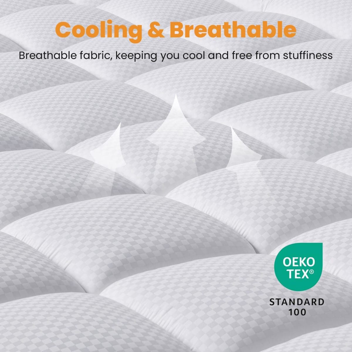 MATBEBY King Mattress Pad, Cooling & Breathable, Quilted Fitted, Deep Pocket, Machine Washable, White thumbnail 2
