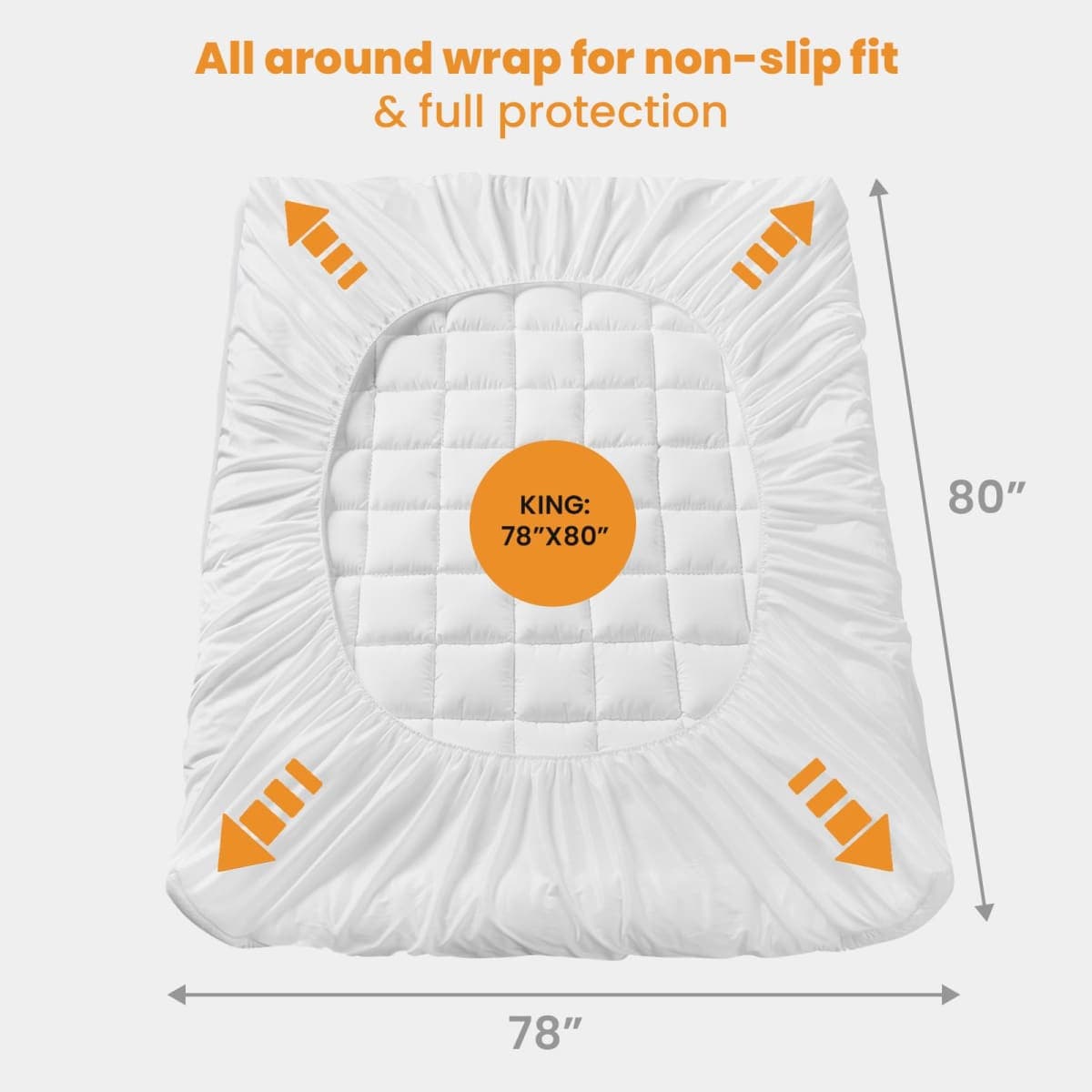 MATBEBY King Mattress Pad, Cooling & Breathable, Quilted Fitted, Deep Pocket, Machine Washable, White thumbnail 5