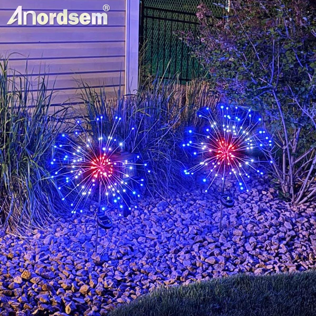 Anordsem Solar Lights Outdoor Waterproof: Garden Light Solar Powered for Yard Outside - LED Sparkler Fireworks Colorful Lighting Patio Decor 6 Pack - Gardening Gifts for Women Men Gardener thumbnail 2