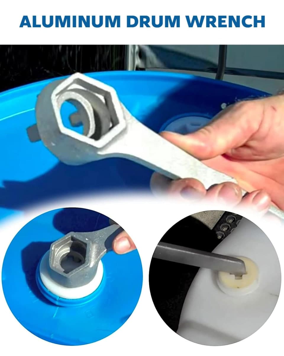 Aluminum Drum Wrench, Drum Plug Bung Wrench for Opening 10 15 20 30 50 55 Gallon Drum, Fits 2 in and 3/4 in Bung Caps thumbnail 2