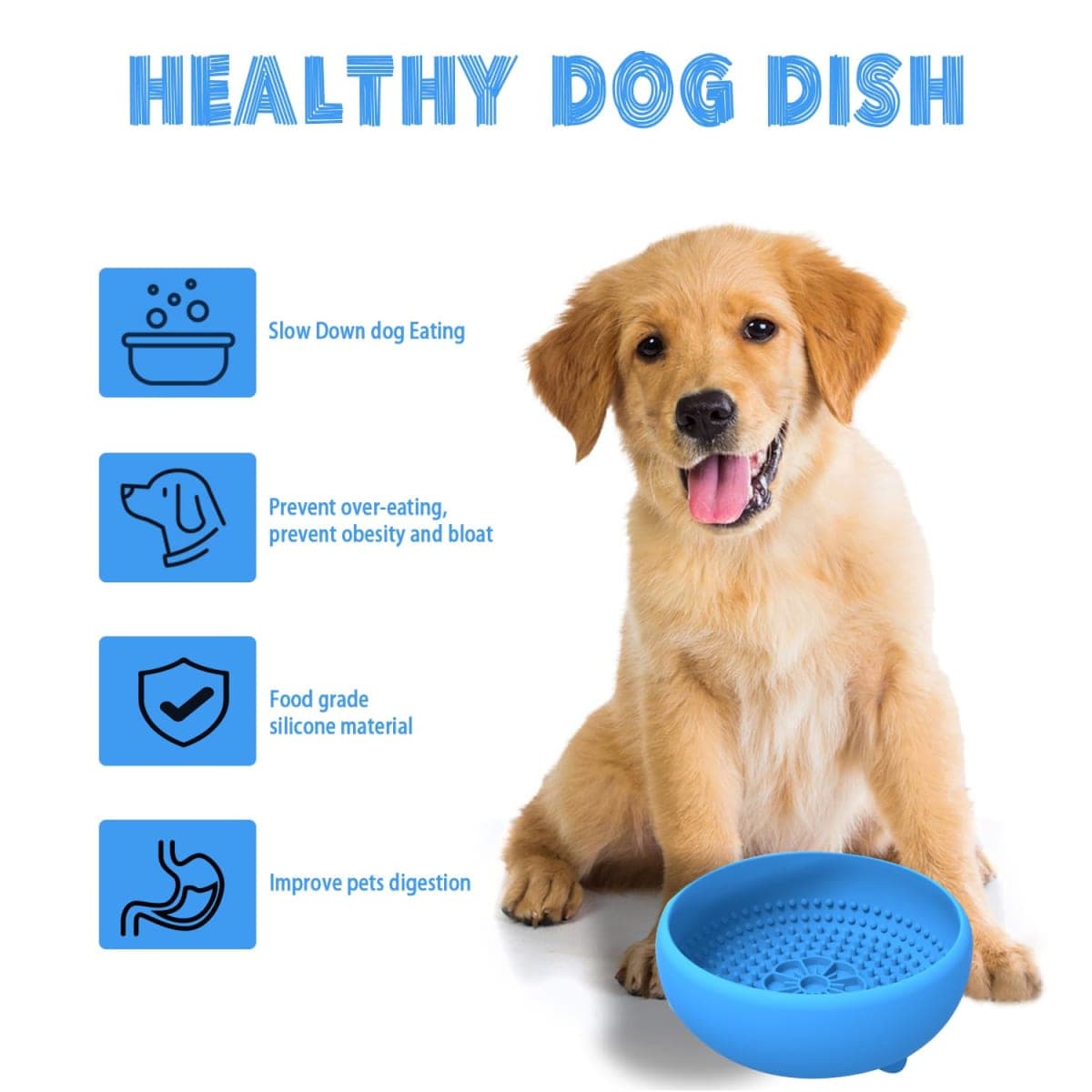Saphe Dog Lick Bowl, Anxiety Relief Lick Silicone Dog Bowl, Non-Slip Licking mat for Distraction, Freezer & Dishwasher Safe (Blue) thumbnail 3