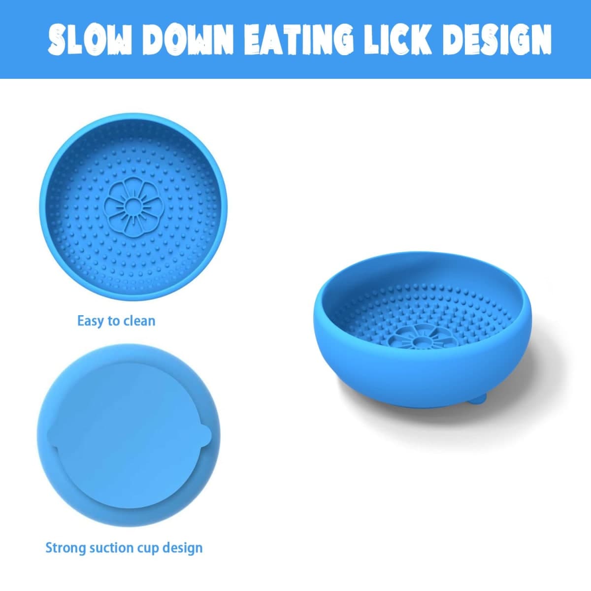 Saphe Dog Lick Bowl, Anxiety Relief Lick Silicone Dog Bowl, Non-Slip Licking mat for Distraction, Freezer & Dishwasher Safe (Blue) thumbnail 4