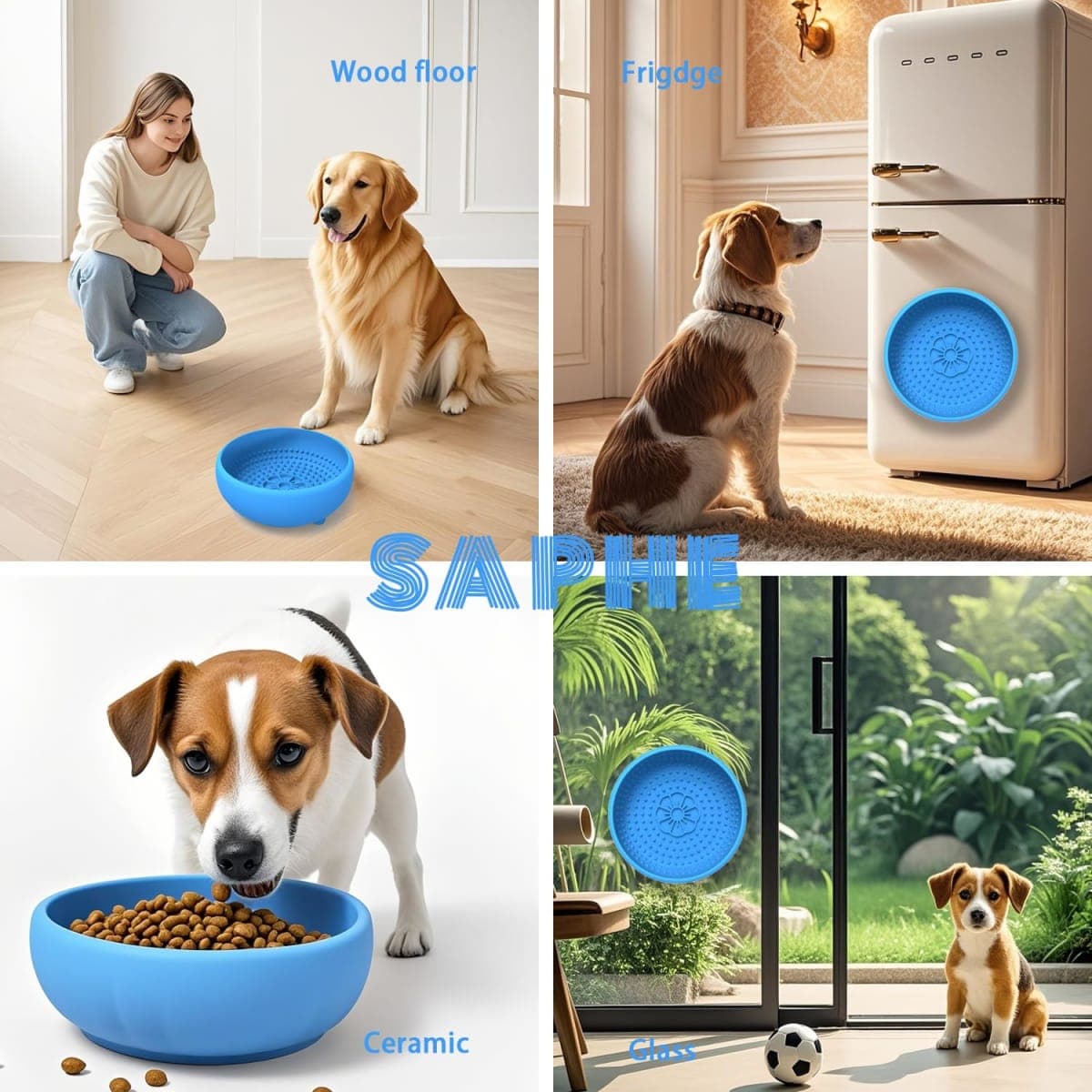 Saphe Dog Lick Bowl, Anxiety Relief Lick Silicone Dog Bowl, Non-Slip Licking mat for Distraction, Freezer & Dishwasher Safe (Blue) thumbnail 5