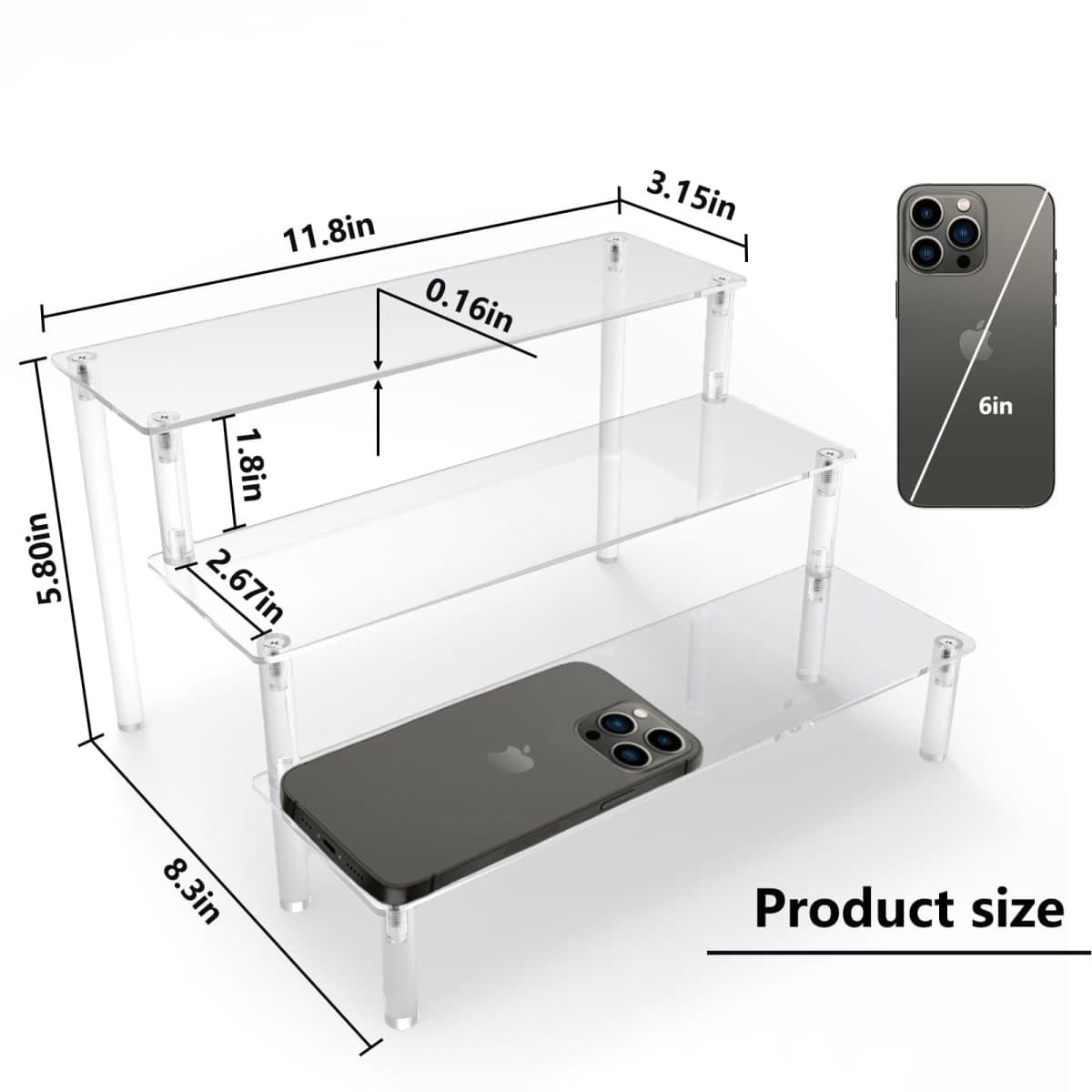 Acrylic Riser,Clear Display Risers Stand Perfume Organizer Cologne Acrylic Shelves 3 Tiered Cupcake Shelf for Amiibo Funko POP Figures Food Desserts Holder Collection Cosmetic Vendor Product thumbnail 3