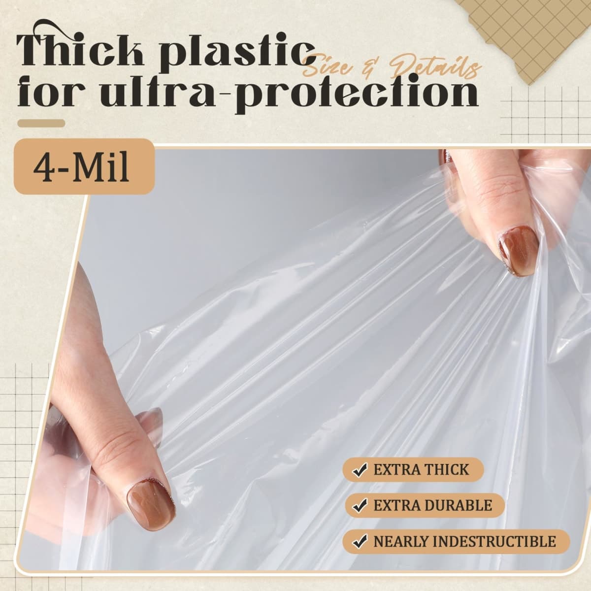 Breling 6 Pcs 3 Sizes Furniture Moving Covers for Couch Sofa Loveseat Armchair 4 Mil Thick Plastic Drop Cloths Clear Furniture Moving Protector for Cover and Storage, 134" x 42", 82" x 42", 42" x 40" thumbnail 3