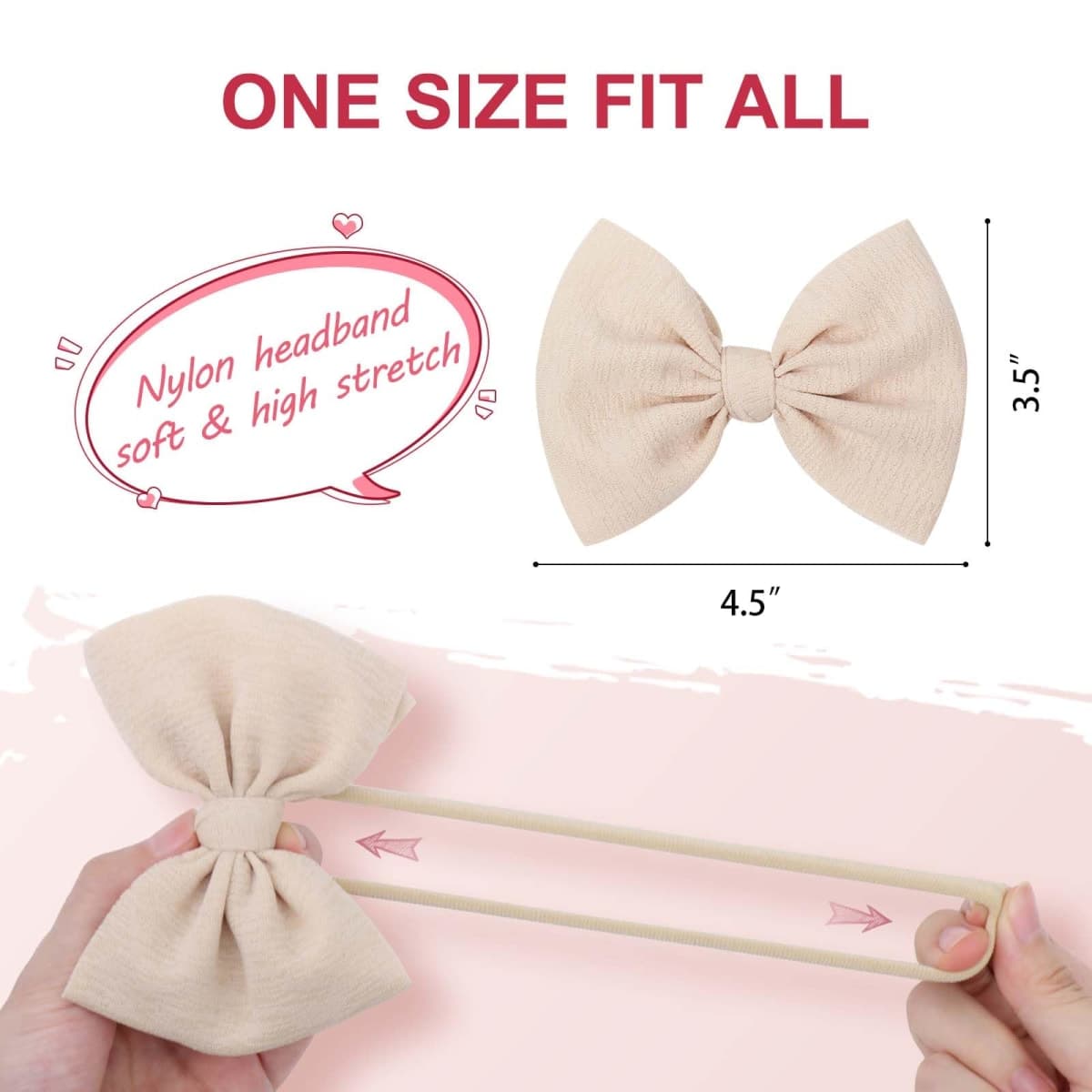 YanJie Baby Girls Nylon Headbands Newborn Bows Handmade Hair Hairbands Accessories for Infant Toddlers Kids(Beige Black White) thumbnail 2