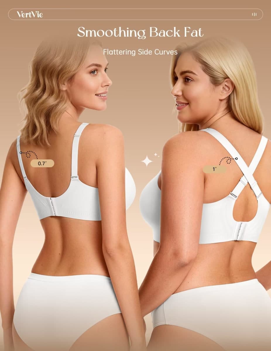 Vertvie 2026 Womens Wireless Jelly Bras Cup-Engineered Support Deep V Push Up Lift Bra Seamless No Underwire T-Shirt Bralette, White, 36C thumbnail 5