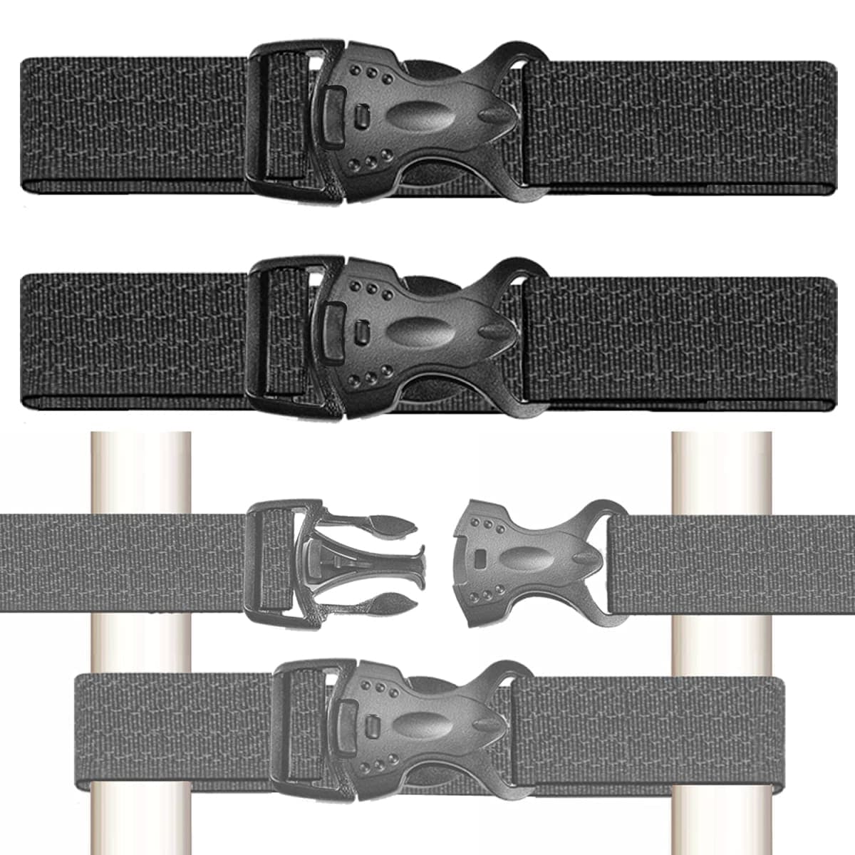 Woyeainy 2 Pack Adjustable Buckles Baby Safety Locks/Child Safety Locks. Closet Locks for Double Doors/Locks for French Door Refrigerator/Baby Locks for Lockers/Baby Safety Locks for Cabinets(Black) — image 1